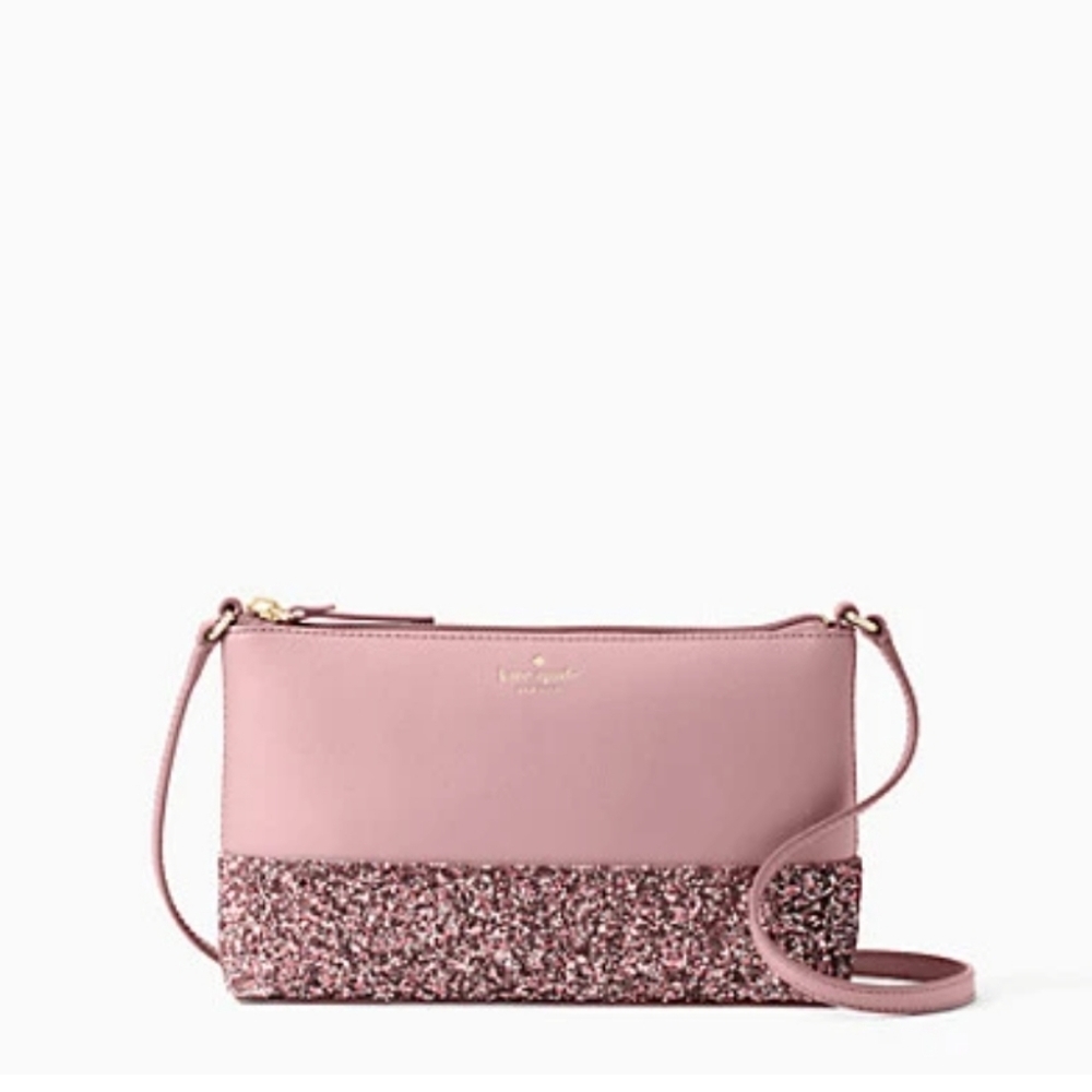 Kate Spade Greta Court Ramey Crossbody Pink Glitter Bag - Picture 8 of 8